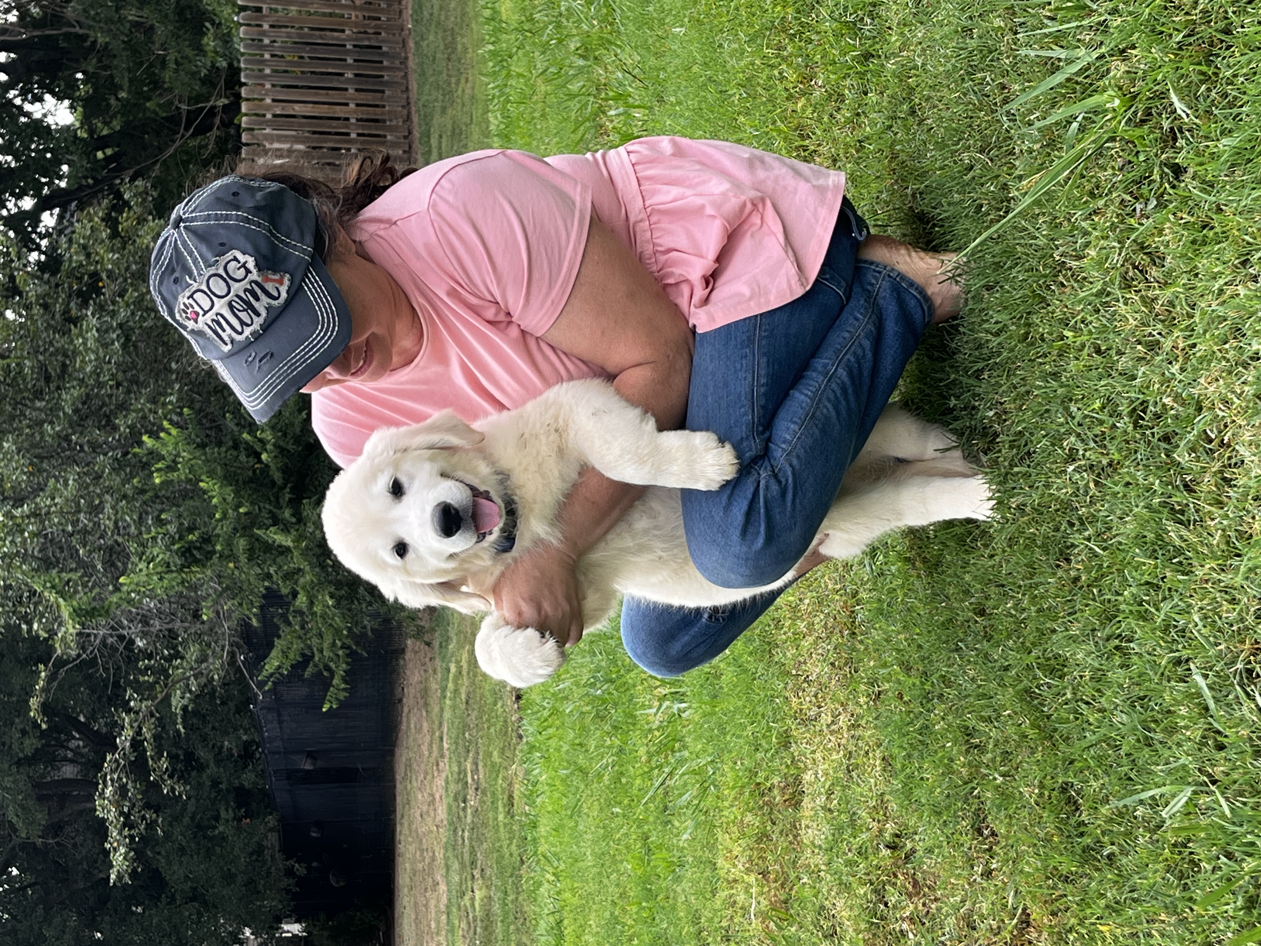 Breeder and Puppy hanging out together